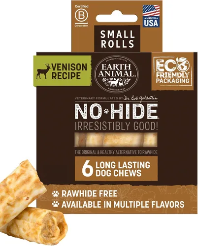 Vista 9 de Earth Animal No Hide - Masticables sin cuero para perros pequeños, sabor a tocino y queso de hamburguesa de la parrilla, libres de cuero crudo - 6