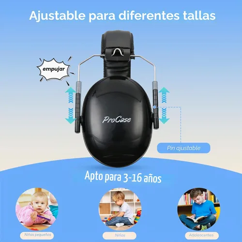 Vista 3 de ProCase Noise Cancelling Headphones for Kids/Toddlers SNR 27dB Ear Muffs Negro