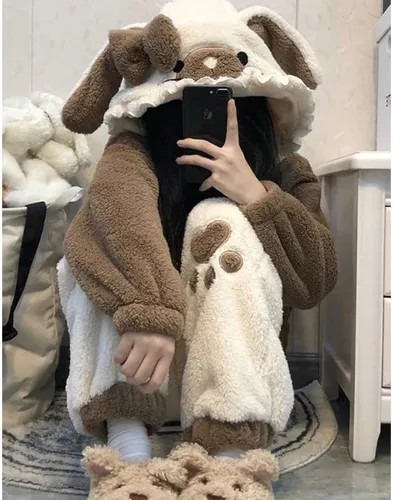 Vista 6 de Ropa de dormir Kawaii para cachorros, conjunto de pijama para mujer, ropa de descanso Kawaii para mujer