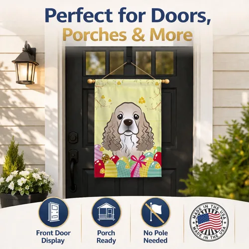 Vista 552 de Caroline's Treasures BB1923GF Bandera decorativa para jardín con diseño de Border Collie, para caza de huevos de Pascua, para jardín, jardín, patio
