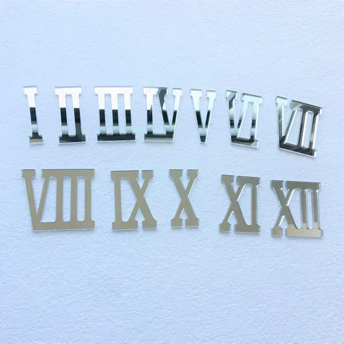 Vista 5 de 12 piezas de números acrílicos con espejo romano para un reloj de pared (negro)