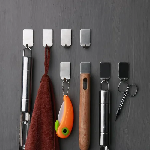 Vista 5 de FOTYRIG - Ganchos adhesivos para sombreros, ganchos de pared de acero inoxidable resistentes al agua, ganchos adhesivos para colgar en el baño