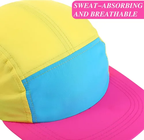 Vista 5 de Cindeer 80s 90s Neon Hat Nylon Cap Retro Adjustable Cap for Women Men 80s Costumes Accessories 90s Theme Party