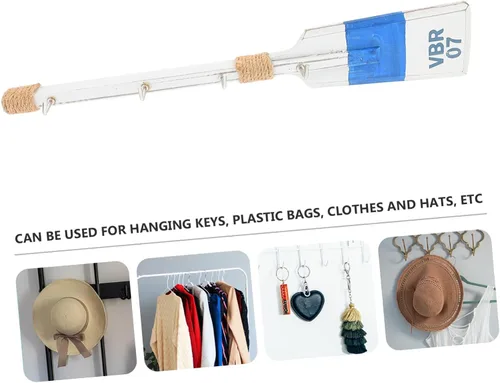 Vista 4 de Gancho de madera para ropa de paleta de 15.7 pulgadas, colgador de pared para chaquetas, sombreros, bufandas, gancho decorativo para pasillo
