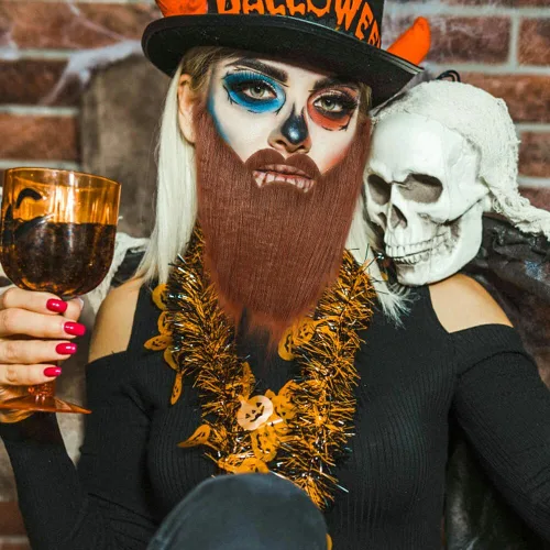 Vista 5 de 8 piezas de barba falsa de Halloween barba falsa bigote falso bigote falso para adultos niños disfraces suministros de fiesta de Halloween