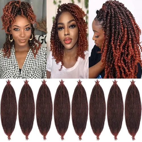 Vista 76 de Cabello de Envoltura Pre-Esponjado de 8 Pulgadas, 3 Paquetes, Cabello Afro Twist Pre-Separado Elástico para Locs, Cabello Afro Twist Negro Natural