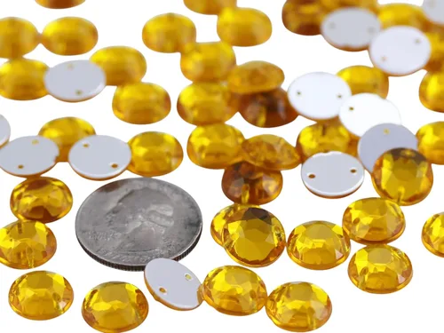 Vista 13 de Allstarco Cuentas de diamantes de imitación para coser con parte trasera plana de 0.472 in para manualidades, gemas redondas de plástico acrílico
