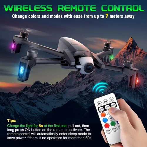 Vista 3 de Luces estroboscópicas RGB LED inalámbricas para aviones con control remoto, 8 colores, 10 modos de parpadeo, carga USB, luces anticolisión