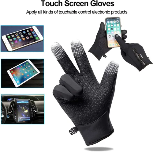 Vista 3 de Guantes de invierno para hombres y mujeres, guante térmico resistente al viento y al agua para clima frío, guantes con pantalla táctil para mantener