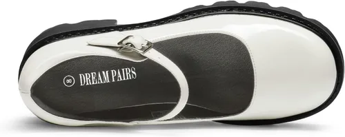 Vista 3 de DREAM PAIRS Zapatos Mary Janes para mujer, vestido de plataforma, tacón bajo, tacón grueso, punta redonda, correa de tobillo, zapatos Oxfords
