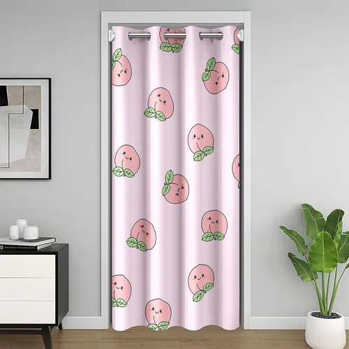 Vista 25 de Erosebridal Cortina opaca para puerta de zorro para niños, bonito diseño de oso bosque, ciervo, para niños y niñas, búho de dibujos animados