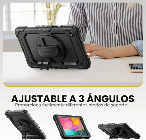 Vista 4 de Timecity Funda para Samsung Galaxy Tab A 8.0 2019 SM-T290/T295/T297 Negro+Negro
