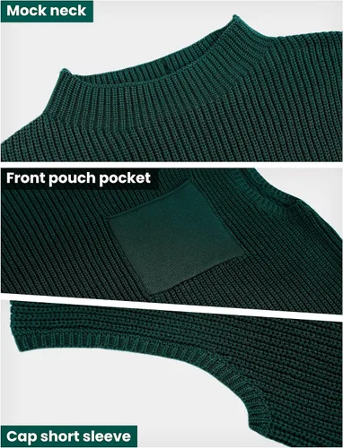 Vista 3 de Lentta Conjunto de suéter de 2 piezas para mujer, sudadera de punto, pantalones de cintura alta con bolsillos