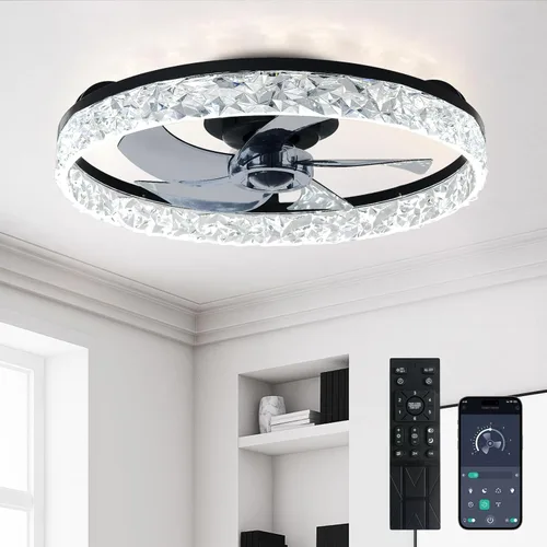 Vista 16 de Depuley Ventiladores de techo con luces y control remoto: ventilador de techo de montaje empotrado moderno de perfil bajo de 20 pulgadas con control