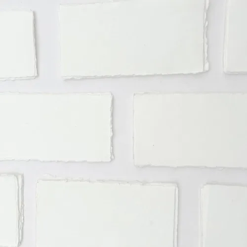 Vista 7 de E-Tailor Papel de trapo de algodón hecho a mano de 4 x 9 pulgadas, hojas sueltas texturizadas con borde deckle Tarjeta de 5.56 oz/m² en blanco