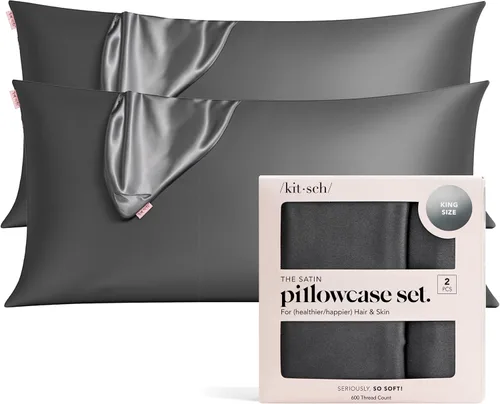 Vista 40 de Kitsch Funda de almohada de satén con cremallera, tamaño estándar, Aura