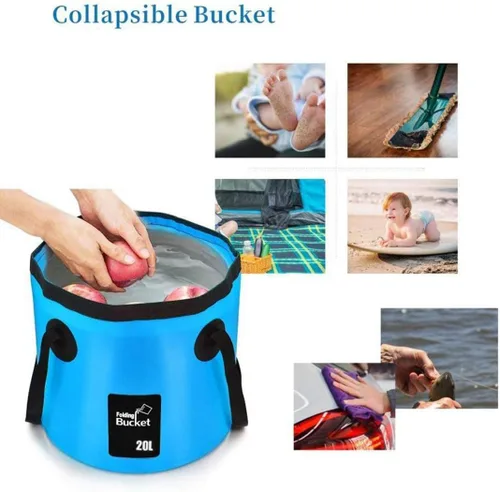Vista 3 de BANCHELLE Contenedor de agua plegable portátil plegable para campamento para viajes al aire libre, senderismo, pesca, lavado de autos, jardinería