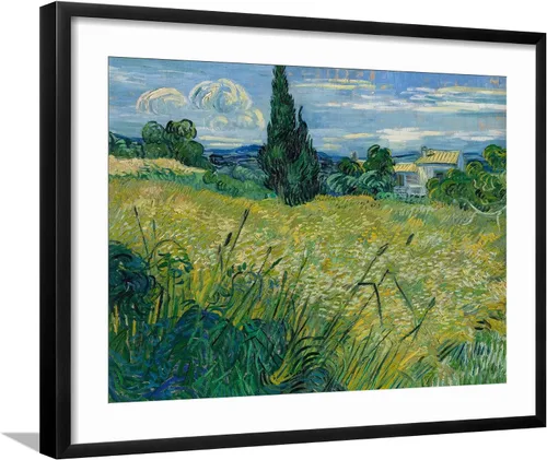 Vista 6 de ART.COM Impresiones artísticas enmarcadas para pared, diseño de trigo verde, 1889 por Vincent van Gogh, decoración escénica, 16 x 12 pulgadas, marco