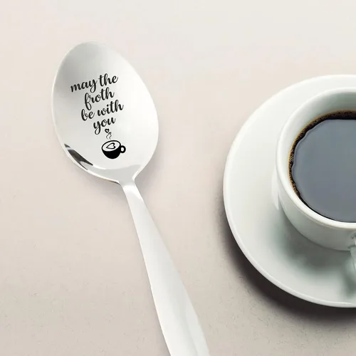Vista 4 de May The Froth Be With You - Cuchara grabada de regalo Regalo para los amantes Regalo para adolescentes, niñas y niños, regalos de cumpleaños
