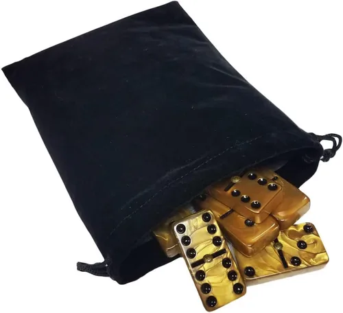 Vista 16 de Marion & Co. Dominó Doble Seis 6 Azulejos Negros Tamaño Jumbo de Torneo Profesional con Giradores en Bolsa Elegante de Terciopelo Negro