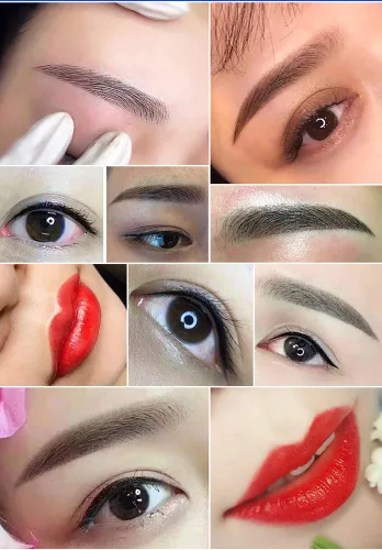 Vista 5 de Agujas de tatuaje de cejas inclinadas S14, agujas de microblading manual de maquillaje permanente, 14 pernos de 0.007 in desechables