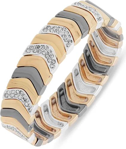 Vista 6 de Nine West Women's Stretch Bangle Bracelet, Layered Stackable Fashion Jewelry for Everyday and Dress Wear Paquete de 2 - Tri Tone