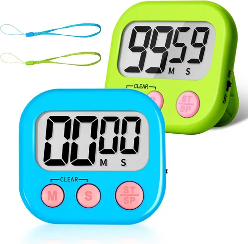Vista 25 de ZILLEEN Temporizador de aula para niños y profesores, paquete de 2 temporizadores digitales, blanco y negro