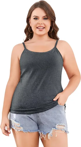 Vista 95 de Camisa Attraco de algodón, con tirantes estilo espagueti, con brasier incorporado, 2 paquetes, para mujer