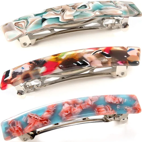 Vista 9 de Pasadores de pelo para mujer, pasador de pelo francés, pinzas grandes de acetato para el cabello, pasador antideslizante, accesorios
