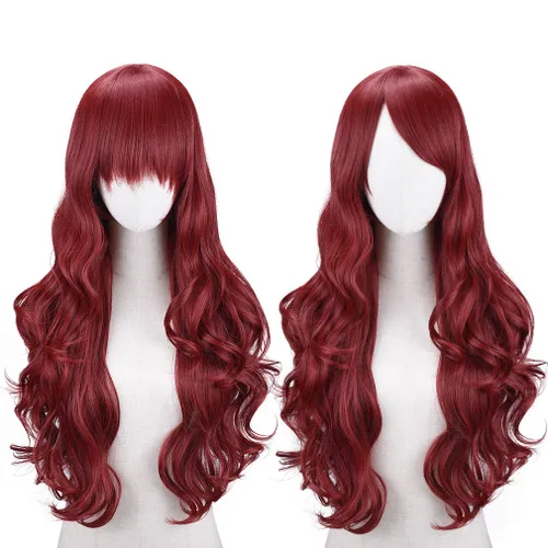Vista 2 de YOGFIT Jeanne Peluca larga ondulada con flequillo para disfraz de Halloween Cosplay Party