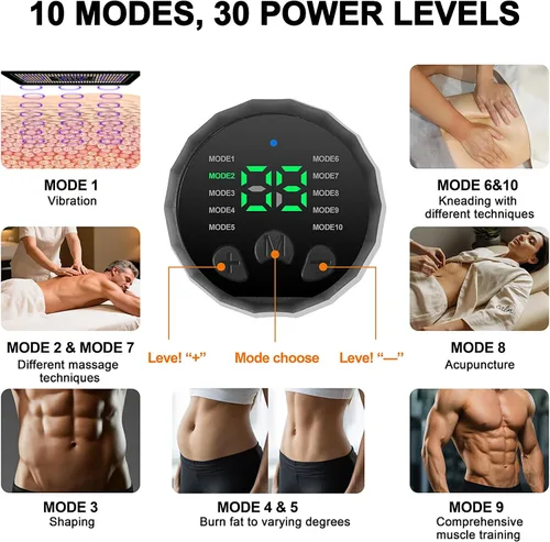Vista 2 de Estimulador muscular electrónico, estimulador de abdominales portátil, tóner muscular para acondicionamiento muscular, máquina de abdominales EMS