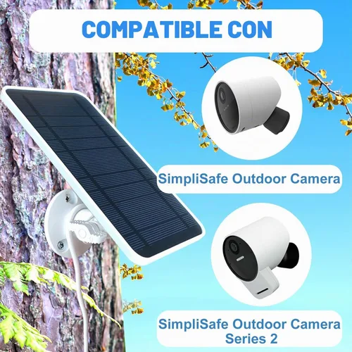 Vista 5 de DIANMU Panel solar para cámara de seguridad SimpliSafe para exteriores y serie 2, con cable resistente a la intemperie de 13 pies y soporte