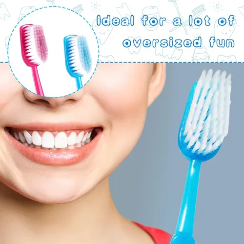Vista 3 de Paquete de 2 cepillos de dientes gigantes de 15.75 x 1.57 pulgadas, cepillos de baño de gran tamaño, artículo de comedia enorme para accesorio