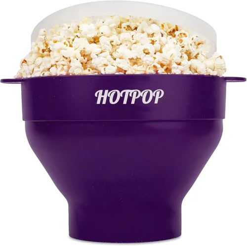 Vista 25 de El Hotpop Original - Palomitero para microondas, Popcorn, contenedor de silicona para hacer palomitas de maíz, cuenco plegable sin BPA y apto
