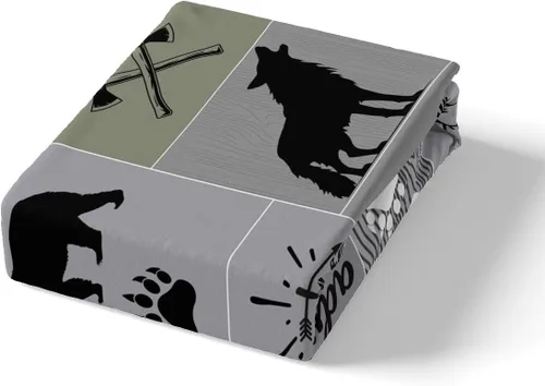 Vista 5 de Manfei Juego de funda de edredón de aventura, tamaño individual, funda de edredón rústica con 1 funda de almohada, juego de ropa de cama de retazos