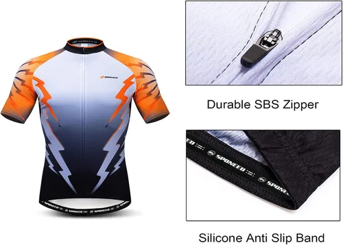 Vista 5 de sponeed - Jerséis de ciclismo para hombre, tops, camisas de ciclismo, manga corta, atuendo de ciclismo, chaqueta de ciclismo de cierre completo