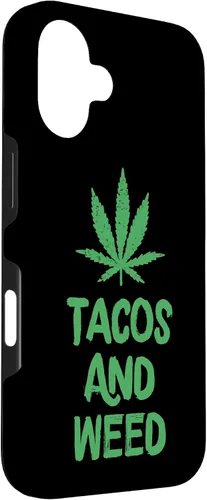 Vista 3 de Carcasa divertida para iPhone 16 Tacos y marihuana de marihuana envejecida