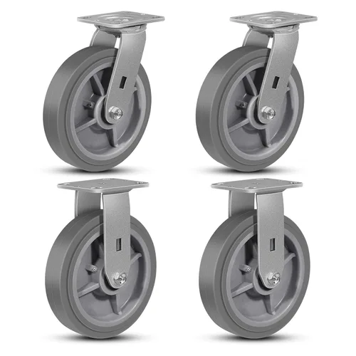 Vista 19 de Ruedas giratorias resistentes de 4 pulgadas, rueda de goma industrial, ruedas giratorias con freno, paquete de 1 con capacidad de hasta 600 libras