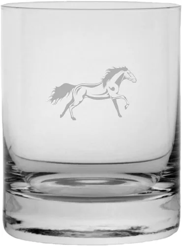 Vista 3 de Abaco Barb - Vaso de whisky con temática de caballo grabado (10.25 onzas)