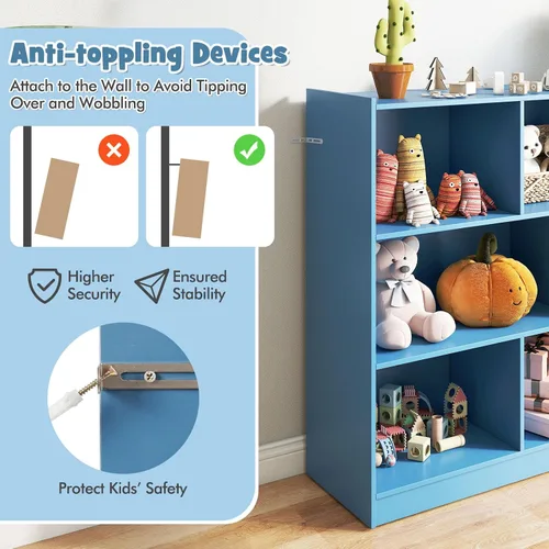 Vista 7 de HONEY JOY Organizador de almacenamiento de juguetes para niños, estante de almacenamiento de 8 secciones para preescolar, organizador de estante