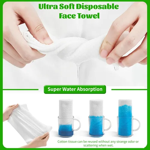 Vista 7 de Toallas faciales desechables, 100 unidades, toallas faciales biodegradables para piel sensible, paño facial ultra suave y grueso, toallitas secas