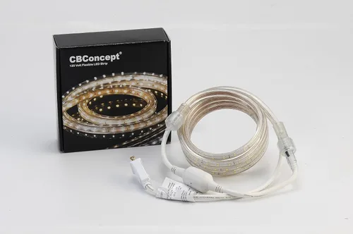 Vista 4 de CBconcept Listado UL, 10 pies, súper brillante 2700 lúmenes, 4000 K blanco suave, regulable, tira de luz LED plana flexible de 110-120 V CA, grado