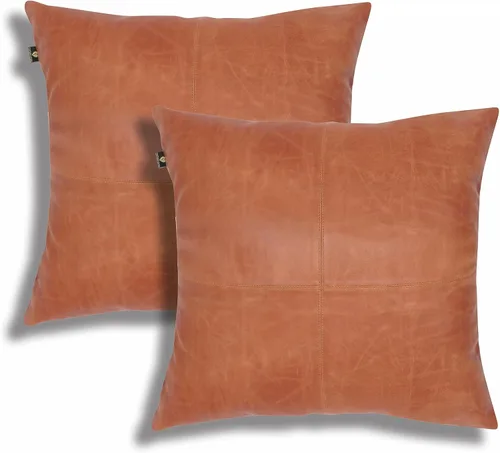 Vista 11 de LL LEATHER LOVERS Funda de almohada de piel de cordero - Funda de cojín para sofá, fundas decorativas para sala de estar y dormitorio, 20 x 20 Negro