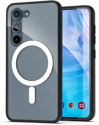 Vista 6 de ENCASED Funda magnética diseñada para Samsung Galaxy S23, compatible con carga MagSafe y accesorios, transparente/negro (versión 2023)