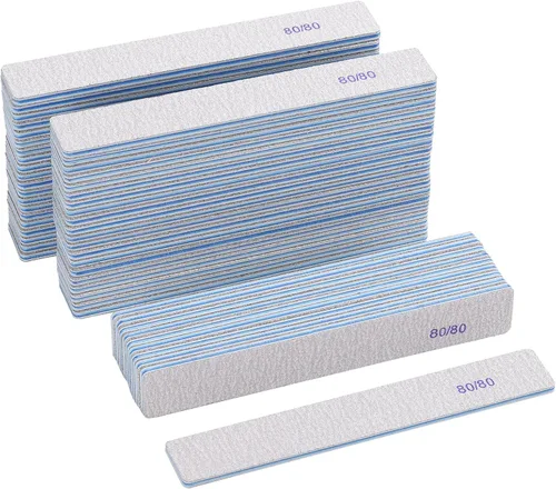 Vista 12 de 10 unidades de limas de uñas de grano 80/80 rectangulares para uñas acrílicas, limas de pulido reutilizables de doble cara, tableros de lima de uñas