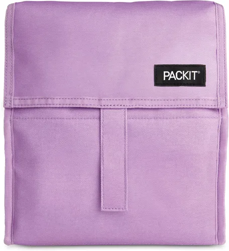 Vista 13 de PackIt® Bolsa de almuerzo congelable, almendra, fabricada con tecnología ECOFREEZE®, plegable, reutilizable, cierre de cremallera y pliegue con asa