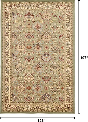 Vista 2 de Unique Loom - Colección Voyage - Alfombra redonda tradicional oriental, marrón, Polipropileno, verde claro/azul claro