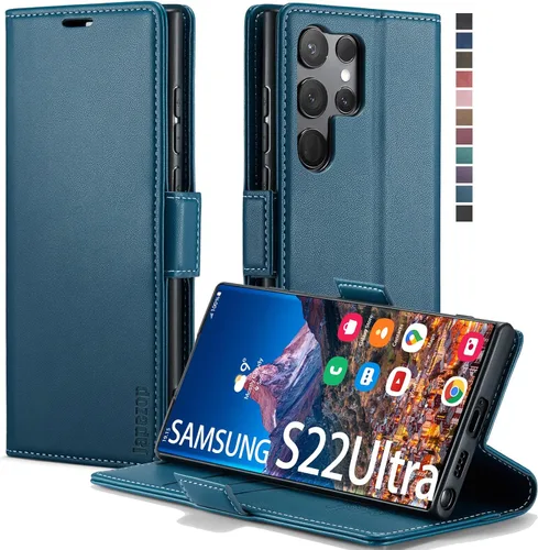 Vista 12 de Funda tipo cartera para Samsung Galaxy S22 5G con bloqueo RFID, color negro