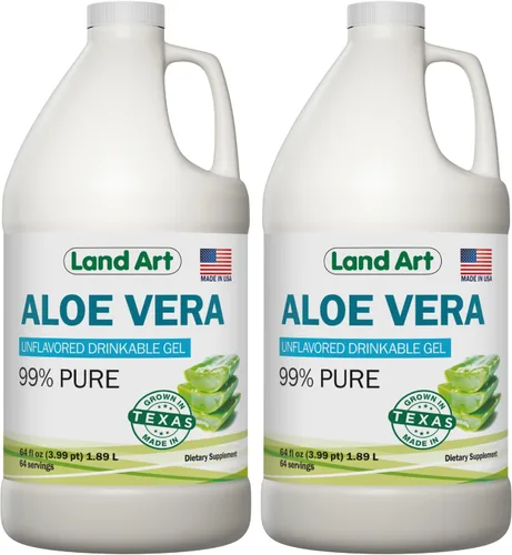 Vista 11 de Land Art Pure Aloe Vera - Gel Bebible con Sabor a Naranja y Mandarina - Filete Interior Procesado en Frío - de Hojas Frescas Orgánicas de Texas