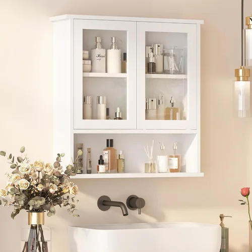 Vista 10 de Gabinete de baño colgante moderno, botiquín de madera